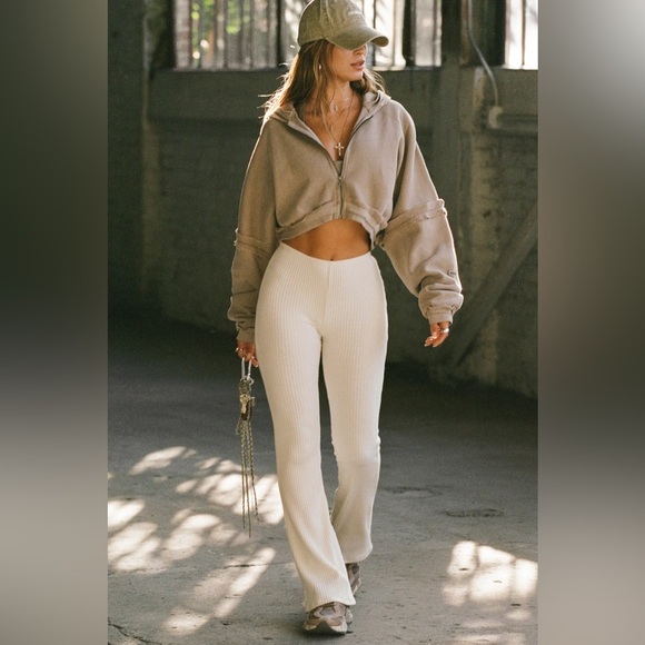 Joah Brown Pants - SOLD JOAH BROWN Fitted Mini Flare Pant Natural Luxe Knit NWT Size XS/Small